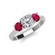 3 - Quyen IGI Certified 2.40 ctw (7.00 mm) Round Lab Grown Diamond and Ruby Three Stone Engagement Ring 
