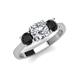 3 - Quyen IGI Certified 2.30 ctw (7.00 mm) Round Lab Grown Diamond and Black Diamond Three Stone Engagement Ring 
