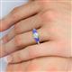 5 - Quyen IGI Certified 2.24 ctw (7.00 mm) Round Lab Grown Diamond and Tanzanite Three Stone Engagement Ring 