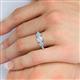 5 - Quyen IGI Certified 2.10 ctw (7.00 mm) Round Lab Grown Diamond and Aquamarine Three Stone Engagement Ring 