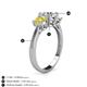 4 - Quyen IGI Certified 2.00 ctw (6.50 mm) Round Lab Grown Diamond and Yellow Diamond Three Stone Engagement Ring 
