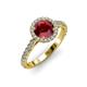 2 - Abeni 1.33 ctw (6.00 mm) Round Ruby and Diamond Halo Engagement Ring 