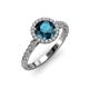 2 - Abeni 1.38 ctw (6.50 mm) Round Blue Diamond and Diamond Halo Engagement Ring   