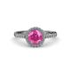 3 - Abeni 1.33 ctw (6.00 mm) Round Pink Sapphire and Diamond Halo Engagement Ring 
