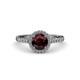 3 - Abeni 1.43 ctw (6.50 mm) Round Red Garnet and Diamond Halo Engagement Ring   