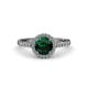 3 - Abeni 1.10 ctw (6.00 mm) Round Emerald and Diamond Halo Engagement Ring 