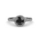 3 - Abeni 1.38 ctw (6.00 mm) Round Black Diamond and Diamond Halo Engagement Ring 