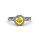 3 - Abeni 1.33 ctw (6.00 mm) Round Yellow Sapphire and Diamond Halo Engagement Ring 