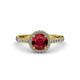 3 - Abeni 1.33 ctw (6.00 mm) Round Ruby and Diamond Halo Engagement Ring 