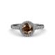 3 - Abeni 1.38 ctw (6.50 mm) Round Smoky Quartz and Diamond Halo Engagement Ring   