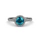 3 - Abeni 1.33 ctw (6.50 mm) Round London Blue Topaz and Diamond Halo Engagement Ring   