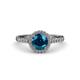 3 - Abeni 1.38 ctw (6.50 mm) Round Blue Diamond and Diamond Halo Engagement Ring   