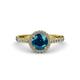 3 - Abeni 1.38 ctw (6.50 mm) Round Blue Diamond and Diamond Halo Engagement Ring   