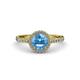 3 - Abeni 1.33 ctw (6.50 mm) Round Blue Topaz and Diamond Halo Engagement Ring   