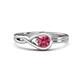 1 - Adah 0.40 ctw (5.00 mm) Round Pink Tourmaline Twist Love Knot Solitaire Engagement Ring 