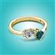 2 - Lysha 1.50 ctw IGI Certified Lab Grown Diamond Pear Shape (7x5 mm) & London Blue Topaz Cushion Shape (5.00 mm) Toi Et Moi Engagement Ring 