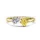 1 - Lysha 1.61 ctw GIA Certified Natural Diamond Pear Shape (7x5 mm) & Lab Created Yellow Sapphire Cushion Shape (5.00 mm) Toi Et Moi Engagement Ring 