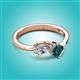 2 - Lysha 1.55 ctw GIA Certified Natural Diamond Pear Shape (7x5 mm) & London Blue Topaz Cushion Shape (5.00 mm) Toi Et Moi Engagement Ring 