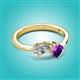 2 - Lysha 1.30 ctw GIA Certified Natural Diamond Pear Shape (7x5 mm) & Amethyst Cushion Shape (5.00 mm) Toi Et Moi Engagement Ring 