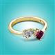 2 - Lysha 1.42 ctw GIA Certified Natural Diamond Pear Shape (7x5 mm) & Rhodolite Garnet Cushion Shape (5.00 mm) Toi Et Moi Engagement Ring 