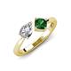 3 - Lysha 1.35 ctw GIA Certified Natural Diamond Pear Shape (7x5 mm) & Lab Created Emerald Cushion Shape (5.00 mm) Toi Et Moi Engagement Ring 