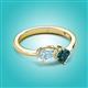 2 - Lysha 1.35 ctw Aquamarine Pear Shape (7x5 mm) & London Blue Topaz Cushion Shape (5.00 mm) Toi Et Moi Engagement Ring 