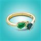 2 - Lysha 1.55 ctw Emerald Pear Shape (7x5 mm) & London Blue Topaz Cushion Shape (5.00 mm) Toi Et Moi Engagement Ring 