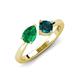 3 - Lysha 1.55 ctw Emerald Pear Shape (7x5 mm) & London Blue Topaz Cushion Shape (5.00 mm) Toi Et Moi Engagement Ring 