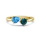 1 - Lysha 1.60 ctw Blue Topaz Pear Shape (7x5 mm) & London Blue Topaz Cushion Shape (5.00 mm) Toi Et Moi Engagement Ring 