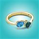 2 - Lysha 1.60 ctw Blue Topaz Pear Shape (7x5 mm) & London Blue Topaz Cushion Shape (5.00 mm) Toi Et Moi Engagement Ring 