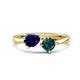 1 - Lysha 1.65 ctw Blue Sapphire Pear Shape (7x5 mm) & London Blue Topaz Cushion Shape (5.00 mm) Toi Et Moi Engagement Ring 