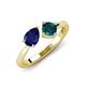 3 - Lysha 1.65 ctw Blue Sapphire Pear Shape (7x5 mm) & London Blue Topaz Cushion Shape (5.00 mm) Toi Et Moi Engagement Ring 