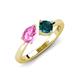 3 - Lysha 1.65 ctw Pink Sapphire Pear Shape (7x5 mm) & London Blue Topaz Cushion Shape (5.00 mm) Toi Et Moi Engagement Ring 