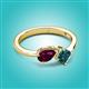 2 - Lysha 1.65 ctw Rhodolite Garnet Pear Shape (7x5 mm) & London Blue Topaz Cushion Shape (5.00 mm) Toi Et Moi Engagement Ring 
