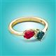 2 - Lysha 1.70 ctw Ruby Pear Shape (7x5 mm) & London Blue Topaz Cushion Shape (5.00 mm) Toi Et Moi Engagement Ring 