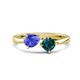1 - Lysha 1.50 ctw Tanzanite Pear Shape (7x5 mm) & London Blue Topaz Cushion Shape (5.00 mm) Toi Et Moi Engagement Ring 