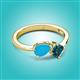 2 - Lysha 1.10 ctw Turquoise Pear Shape (7x5 mm) & London Blue Topaz Cushion Shape (5.00 mm) Toi Et Moi Engagement Ring 