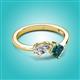 2 - Lysha 1.65 ctw White Sapphire Pear Shape (7x5 mm) & London Blue Topaz Cushion Shape (5.00 mm) Toi Et Moi Engagement Ring 