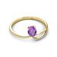 2 - Naysa Bold 0.84 ctw Amethyst Oval Shape (7x5 mm) & Side Natural Diamond Round (1.30 mm) Promise Ring 