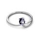 2 - Naysa Bold 0.79 ctw Iolite Oval Shape (7x5 mm) & Side Natural Diamond Round (1.30 mm) Promise Ring 