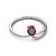 2 - Naysa Bold 1.07 ctw Red Garnet Oval Shape (7x5 mm) & Side Natural Diamond Round (1.30 mm) Promise Ring 