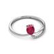 2 - Naysa Bold 1.02 ctw Ruby Oval Shape (7x5 mm) & Side Natural Diamond Round (1.30 mm) Promise Ring 