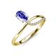 3 - Naysa Bold 0.97 ctw Tanzanite Oval Shape (7x5 mm) & Side Natural Diamond Round (1.30 mm) Promise Ring 