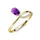 3 - Naysa Bold 0.84 ctw Amethyst Oval Shape (7x5 mm) & Side Natural Diamond Round (1.30 mm) Promise Ring 