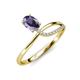 3 - Naysa Bold 0.79 ctw Iolite Oval Shape (7x5 mm) & Side Natural Diamond Round (1.30 mm) Promise Ring 