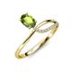 3 - Naysa Bold 1.02 ctw Peridot Oval Shape (7x5 mm) & Side Natural Diamond Round (1.30 mm) Promise Ring 