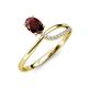 3 - Naysa Bold 1.07 ctw Red Garnet Oval Shape (7x5 mm) & Side Natural Diamond Round (1.30 mm) Promise Ring 
