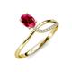 3 - Naysa Bold 1.02 ctw Ruby Oval Shape (7x5 mm) & Side Natural Diamond Round (1.30 mm) Promise Ring 