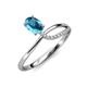 3 - Naysa Bold 1.12 ctw London Blue Topaz Oval Shape (7x5 mm) & Side Natural Diamond Round (1.30 mm) Promise Ring 