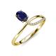 3 - Naysa Bold 1.02 ctw Blue Sapphire Oval Shape (7x5 mm) & Side Natural Diamond Round (1.30 mm) Promise Ring 